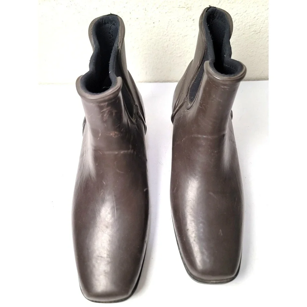 Bogs valerie Women's Brown Ankle Rubber Heel Pump Rain Boots Size 8‎